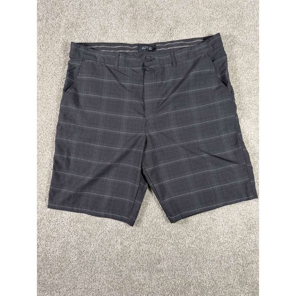 ⁠Apt 9 Mens Size 40 Plaid Shorts Dark Gray Stretch Golf Casual Flat Front⁠